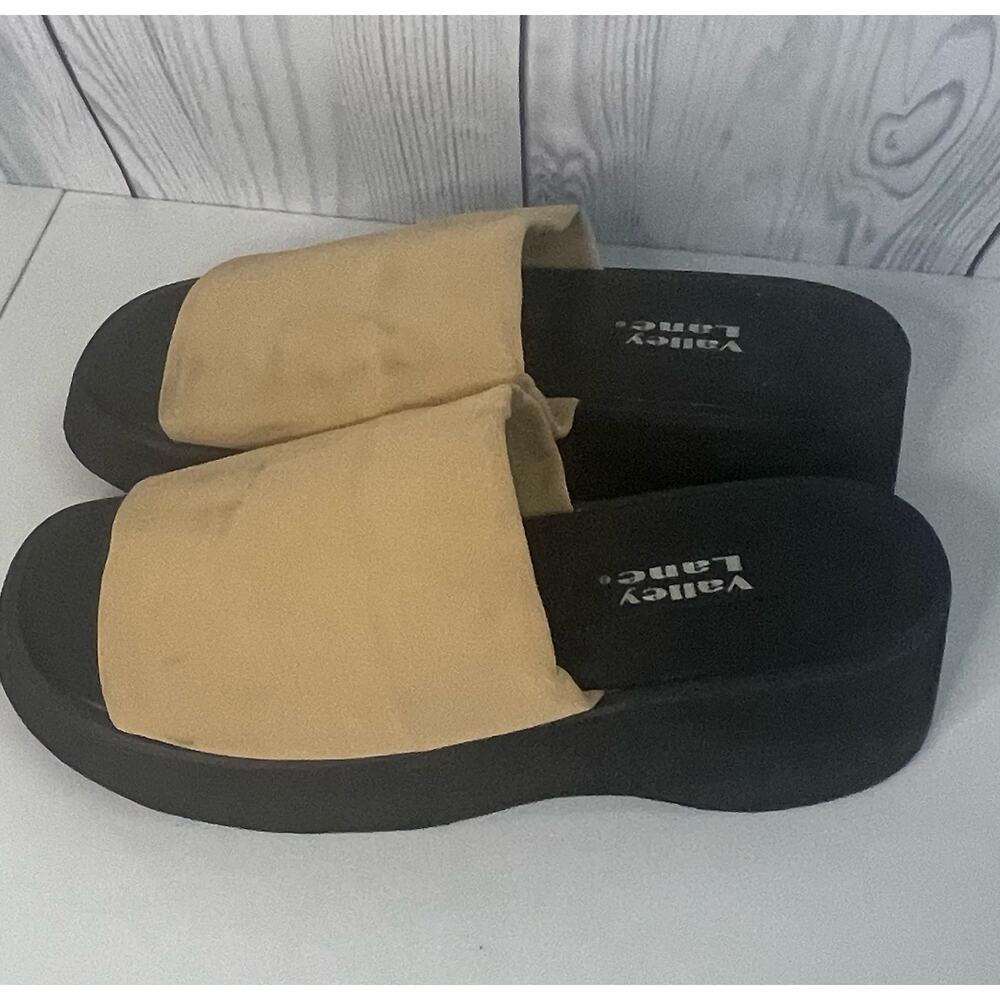 Vintage Y2K Chunky Tan and Black Summer Slip in Slides Size 10 - Picture 4 of 9